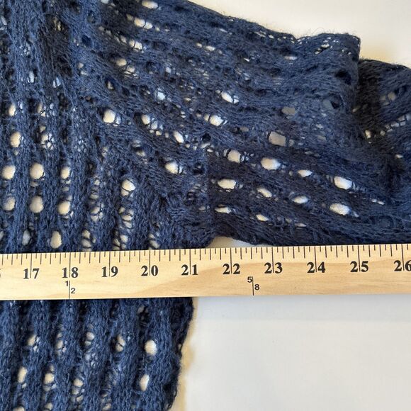 Elle Grey Womens Angora Crochet Cardigan Sz M/L Navy Boho Cottagecore Dainty NWT - Picture 8 of 11
